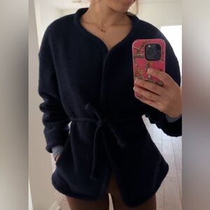 J. Crew Women's Navy Teddy Jacket with Belt